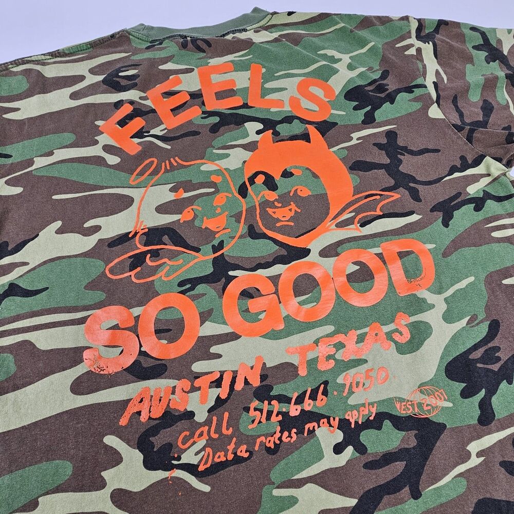 FSG Feels So Good T Shirt Mens XL Camo Austin Texas Angel Devil Y2K Insp Graphic